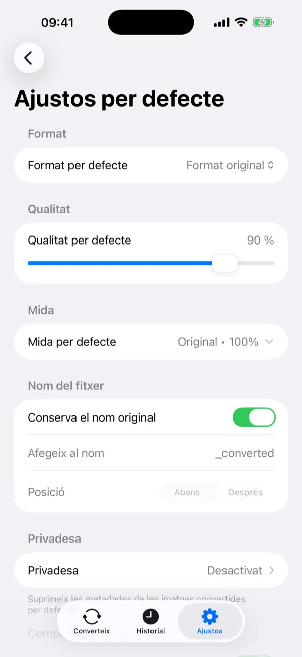 Convert screen with a selected photo and conversion options