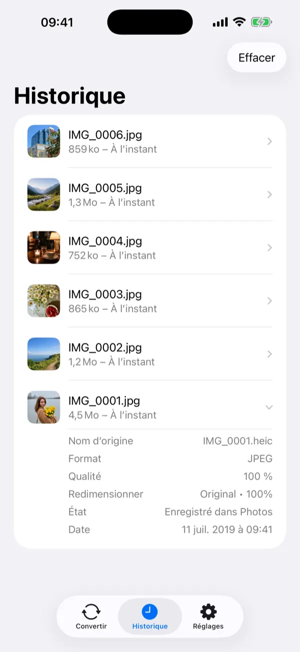 Batch of six photos being converted to a merged PDF