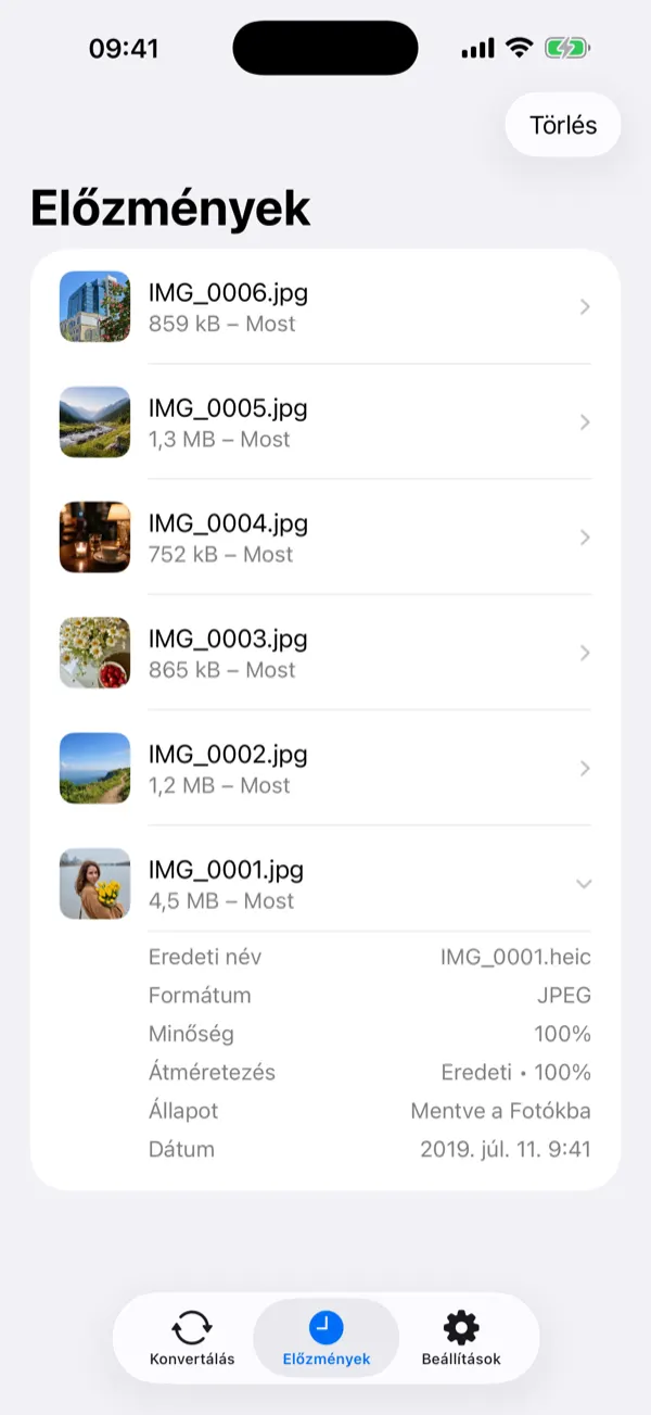 Batch of six photos being converted to a merged PDF