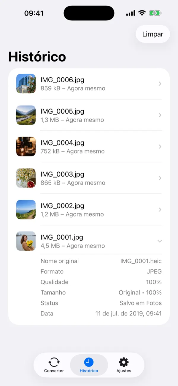 Batch of six photos being converted to a merged PDF