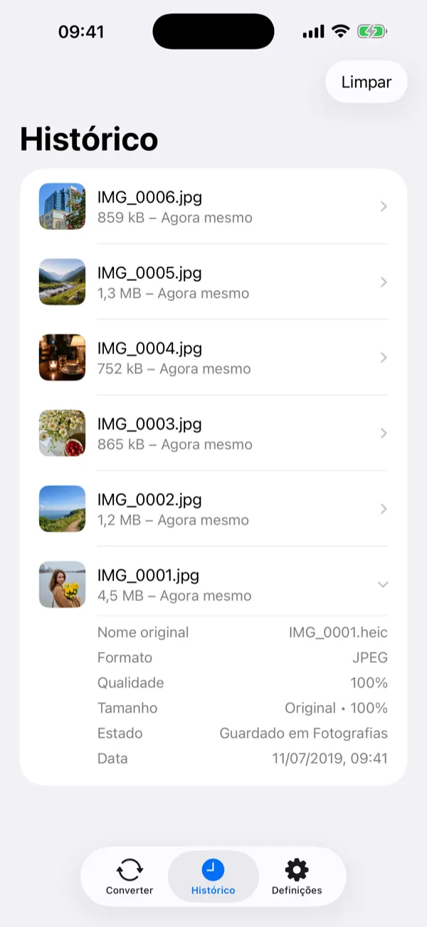 Batch of six photos being converted to a merged PDF