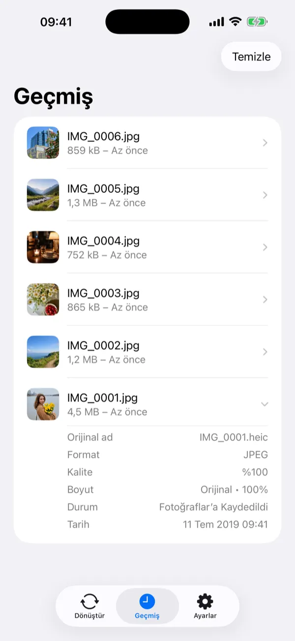 Batch of six photos being converted to a merged PDF